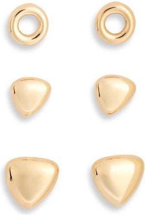 Leith Set of 3 Assorted Geometric Stud Earrings in Gold at Nordstrom Rack