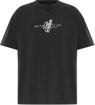 Off-white Tops, Dames, Zwart, M, Katoen, Stroke T-Shirt