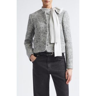 Eleventy Collarless Wool Blend Jacket in 75 Pearl Gray at Nordstrom, Size 42