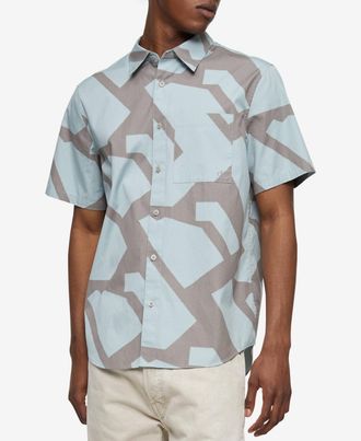 Calvin Klein Mens Abstract Print Short Sleeve Cotton Shirt