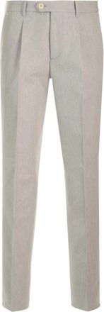 Brunello Cucinelli Leisure Fit Broek - Heren - Nette broeken - Grijs - XL - Katoen - Broeken