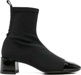 Pedro Miralles cap-toe sock boots - women - Fabric/Fabric/Patent Leather/Rubber - 38 - Black