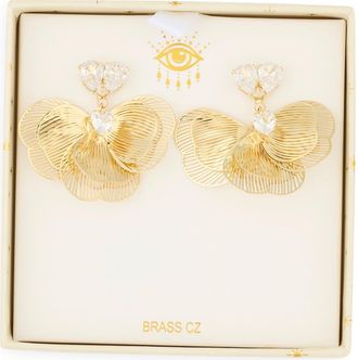 Eye Candy Los Angeles Peggy Flower Petal Drop Earrings in Gold at Nordstrom Rack