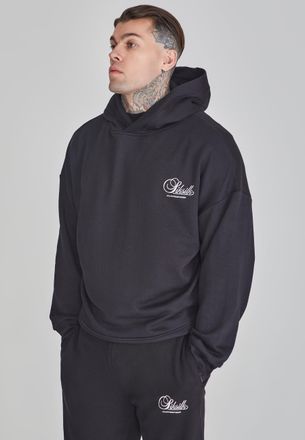 Siksilk Sudadera con capucha gráfica negra para hombre SikSilk M