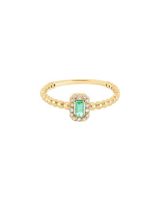 Bony Levy El Mar 18K 0.23 Ct. Tw. Diamond & 1 Emerald Stackable Ring
