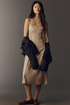 Maeve Linen Colorblock Midi Dress