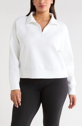 Zella Sporty Half-Zip Pullover in White at Nordstrom, Size 2X