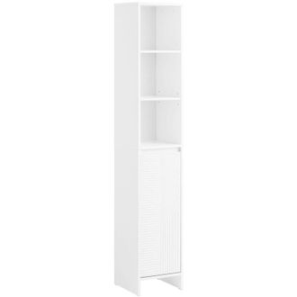 SoBuy Sobuy - Mobile colonna bagno con portabiancheria e Mobiletto stretto salvaspazio Bianco L30P30A170 cm BZR158-W