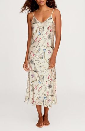 Petite Plume Cosette Regatta Royale Mulberry Silk Nightgown in Beige at Nordstrom, Size X-Small