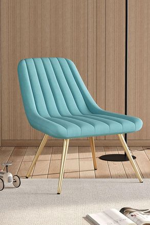 Living and Home Velvet Upholstered Lounge Accent Chair in Blue
