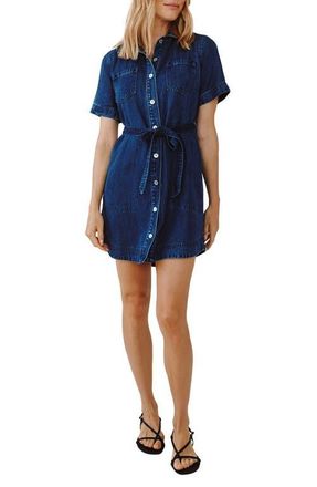 Bella Dahl Short Sleeve Denim Shirtdress in Horizon Blue Wash at Nordstrom, Size X-Small
