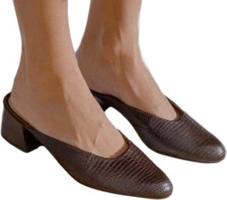 Mari Giudicelli brown embossed leather mules Size 37