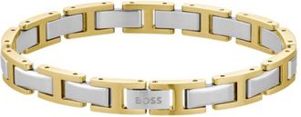 BOSS Two-tone H-link cuff with logo clasp