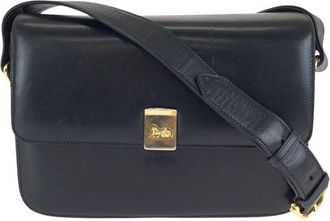 Celine Celine Black Calfskin Horse Carriage Shoulder Bag (Authentic Pre-Loved)
