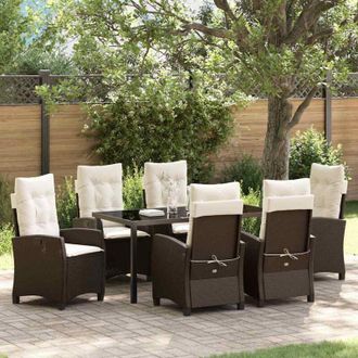 vidaXL Conjunto De Comedor De Jard&iacute;n 7 Pcs Marr&oacute;n Rat&aacute;n Sint&eacute;tico Vidaxl