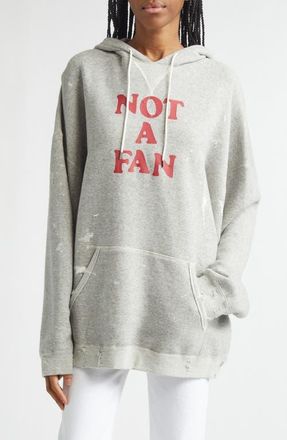 R13 Not a Fan Paint Splattered Oversize Graphic Hoodie in Heather Grey at Nordstrom, Size X-Small