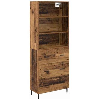 vidaXL Aparador Alto 2 Pcs Madera Envejecida Madera De Ingenier&iacute;a Vidaxl