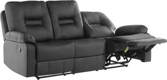 Beliani Beliani - Modern Faux Leather Recliner Sofa Manual Reclining Padded 3 Seater Black Bergen