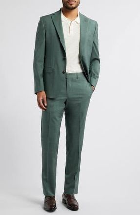 Jack Victor Esprit Solid Green Wool Twill Suit in Olive at Nordstrom Rack, Size 42 Long