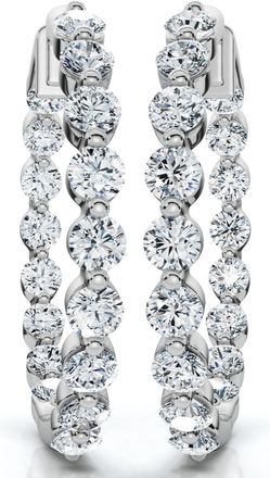 Pompeii3 1 - 5 Ct Single Prong Diamond Hoops 14k Gold Lab Grown Womens Earrings 1.25