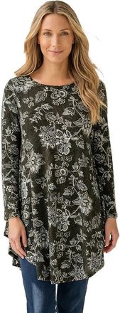 Roaman's Plus Size Boatneck Swing Ultra Drape Tunic Top in Black Paisley at Nordstrom, Size 24