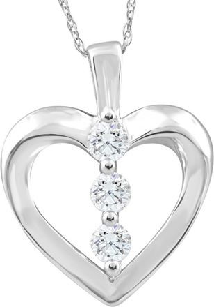 Pompeii3 10K White Gold 1/3Ct T. W. Round Natural Diamond Heart Pendant Necklace