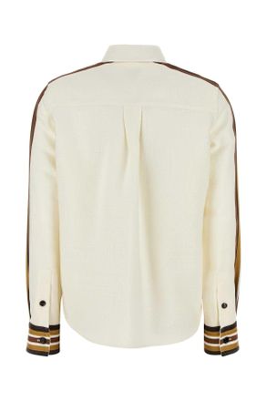 Bottega Veneta Womens Ivory Viscose Blend Shirt Pecancaramel Exterior: Silk Cotton Camicie