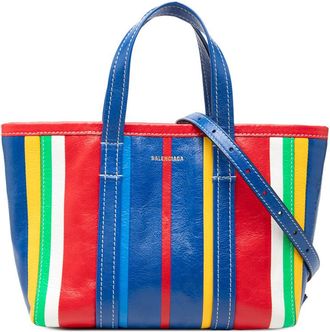 Balenciaga Pre-owned Balenciaga Small Lambskin Striped Barbes East West Shopper Tote Ladies 08ETP9JOG73NARZI