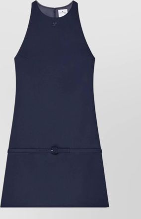 Courr&egrave;ges belted halter mini dress sleeveless twill