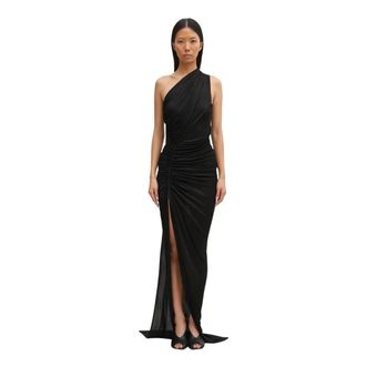 Rick Owens Kleedjes, Dames, Zwart, L, Leer, Avra Gown