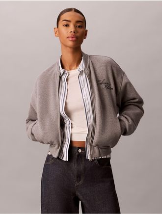 Calvin Klein Jeans Calvin Klein Womens Textured Fleece Zip Jacket - Grey - XS