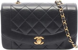 Chanel Pre-owned Matelasse Diana Flap Lambskin Shoulder Bag - Dames - Vintage Schoudertas - Zwart - ONE Size - Leer - Vintage