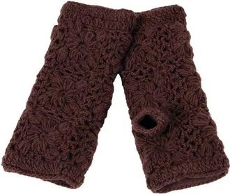 Nirvanna Designs Flower Crochet Handwarmers in Chocolate at Nordstrom