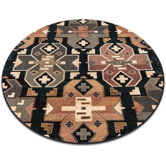 RugsX Rugsx - Alfombra De Lana Superior Circulo Dias &Eacute;tnico Azul Oscuro Multicolour Circulo 200 Cm