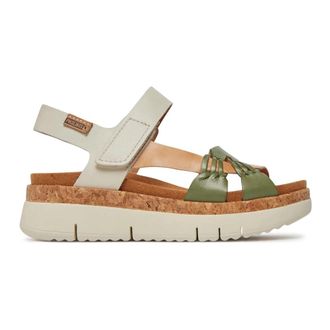 Pikolinos Palma Platform Sandal - Dames - Sleehakken - Groen - 41 EU - Leer - Schoenen