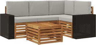 vidaXL Conjunto De Sof&aacute;s De Exterior 5 Uds. Natural Y Gris Claro Vidaxl