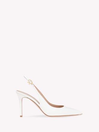 Gianvito Rossi Ribbon Sling 85 in White Nappa at Nordstrom, Size 41.5