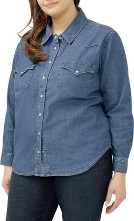 Silver Jeans Co Cotton Blend Denim Snap-Up Western Shirt in Canary at Nordstrom, Size 2 X