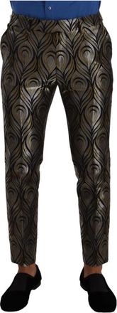 Dolce & Gabbana Zilver Goud Jacquard Herenbroek - Heren - Slim Fit Broeken - Veelkleurig - M - Polyester - Broeken