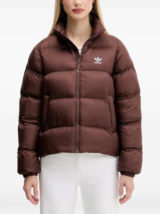 adidas zip-up puffer jacket - women - Recycled Polyester - M - Brown