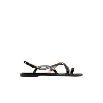 Scarosso Flat Sandals, female, Black, Size: 10 US Carol Sandals