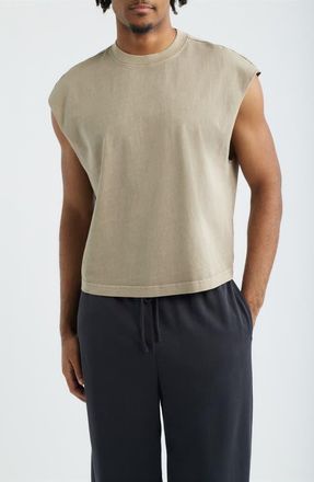BP. Boxy Crop Cutoff Cotton Tank in Tan Teak at Nordstrom, Size Xx-Large