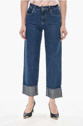 Armani EMPORIO Cropped Fit Dark Wash Jeans with Lurex Detail size 26