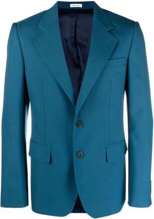 Alexander McQueen Getailleerde Single-Breasted Blazer - Heren - Jassen - Groen - Maat: M Leer