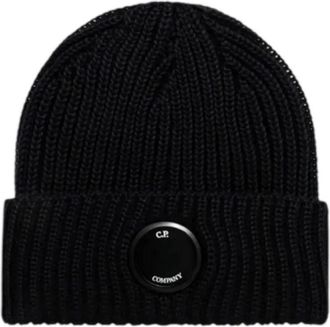 C.P. Company Extrafijne Merinowol Lens Beanie - Heren - Hoeden - Blauw - ONE Size - Wol - Accessoires