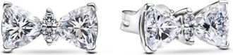 Pandora Womens Sparkling Bow Stud Earrings In Sterling Silver