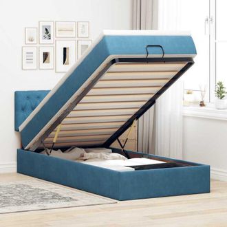 vidaXL Estructura De Cama Otomana Colch&oacute;n Terciopelo Azul Oscuro