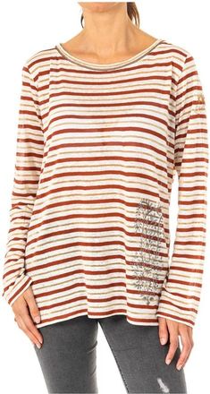 La Martina Gestreept T-shirt met Lange Mouwen - Dames - Longsleeves - Veelkleurig - M - Linnen - Tops