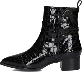 Notre-V Elegante Zwarte Enkellaarsjes - Dames - Laarzen met Hak - Zwart - 41 EU - Wol - Schoenen