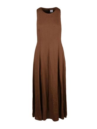 Eleventy Brown Long Flared Linen Dress